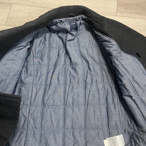 Gap Men’s Dark Grey Button Up POLYESTER BLEND Pea Coat - Size S SIZE SMALL - Picture 7 of 8
